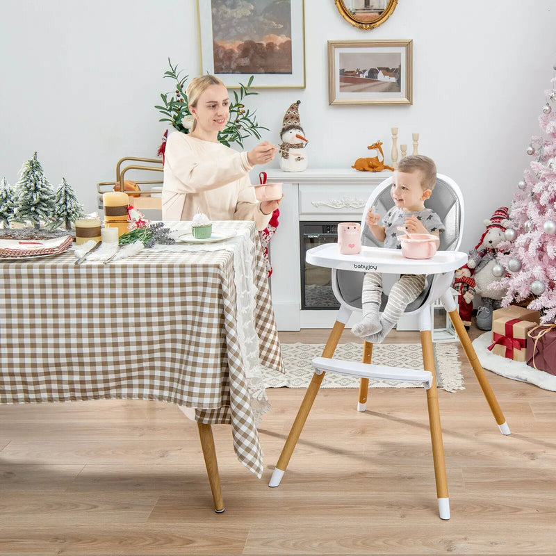 4-in-1 Convertible Baby High Chair Infant Feeding Chair with Adjustable Tray by DirectDeals