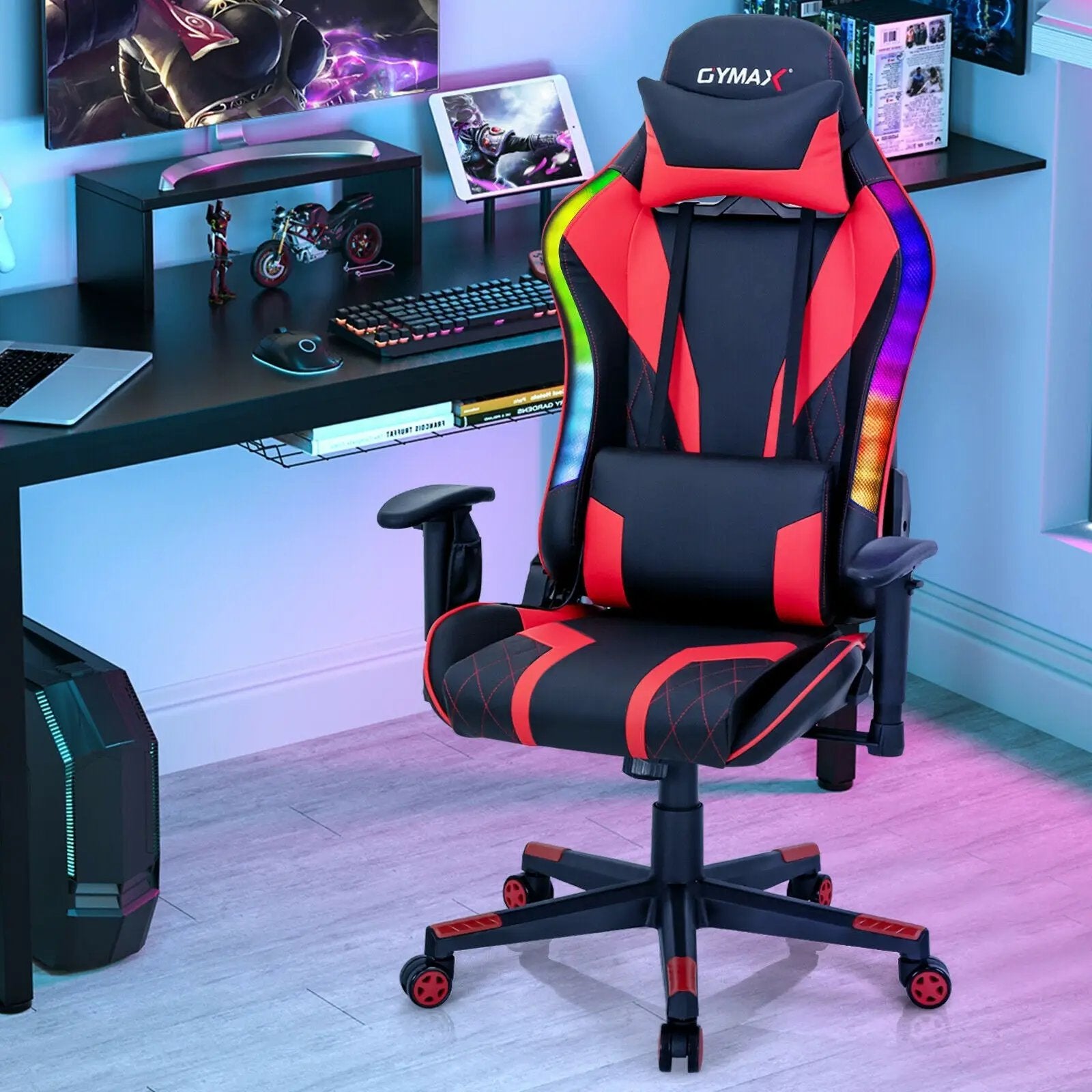 Gaming Chair Adjustable Swivel Computer Chair with Dynamic LED Lights by DirectDeals