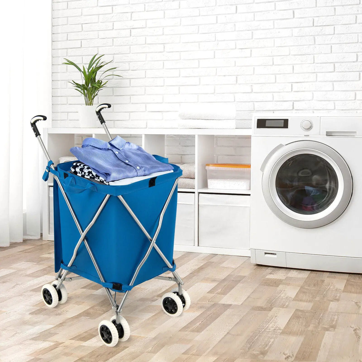 Folding Shopping Utility Cart with Water-Resistant Removable Canvas Bag by DirectDeals