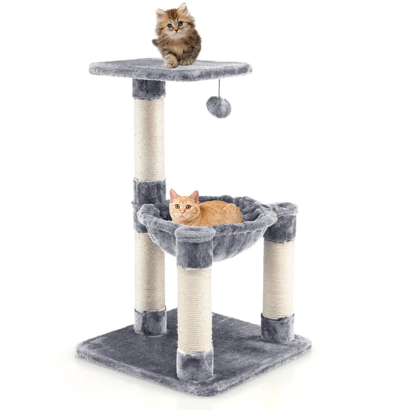 Multi-level Cat Tree with Scratching Posts and Cat Hammock by DirectDeals