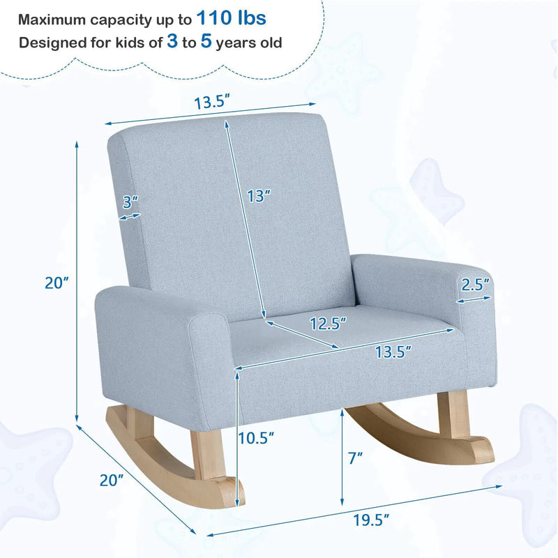 Kids Rocking Chair with Solid Wood Legs by DirectDeals