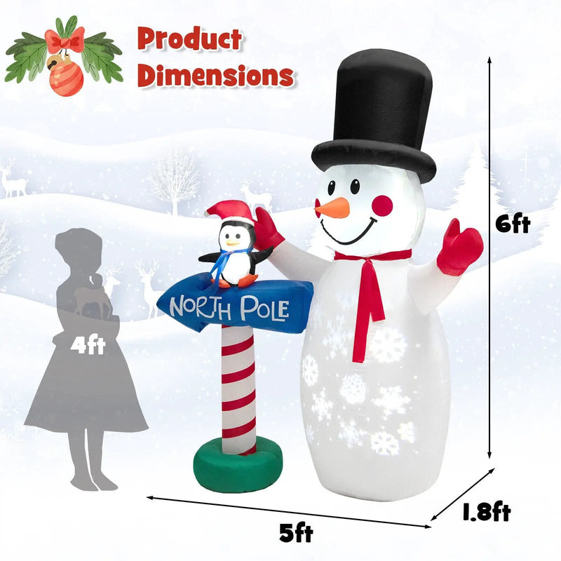 6 Feet Inflatable Christmas Decoration with Built-in Snowflake Projector by DirectDeals