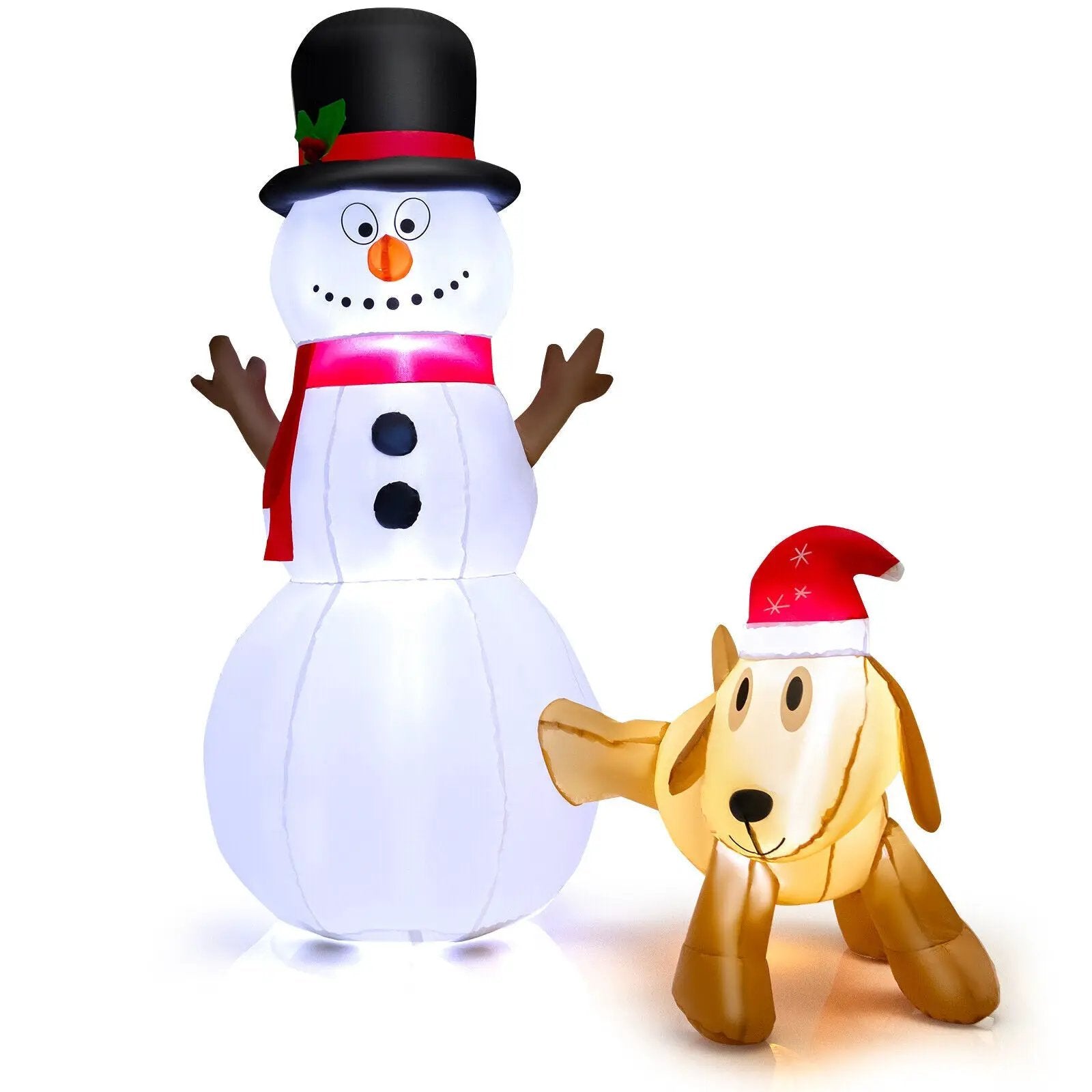 6 Feet Tall Inflatable Snowman and Dog Set Christmas Decoration with LED Lights by DirectDeals