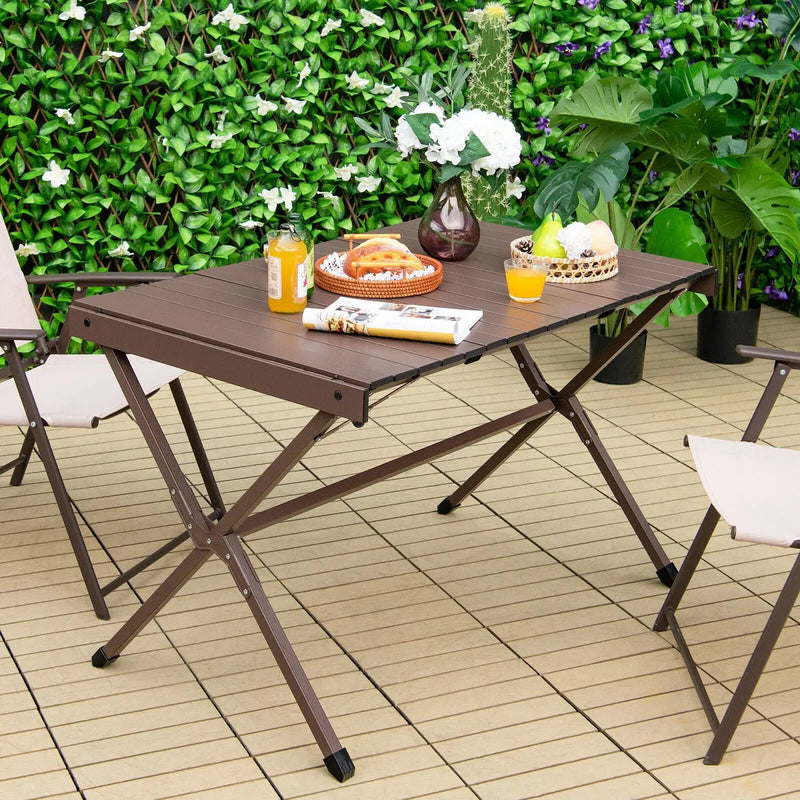 4-6 Person Portable Aluminum Camping Table with Carrying Bag by DirectDeals