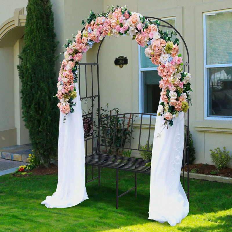 Steel Garden Arch with 2-Seat Bench by DirectDeals