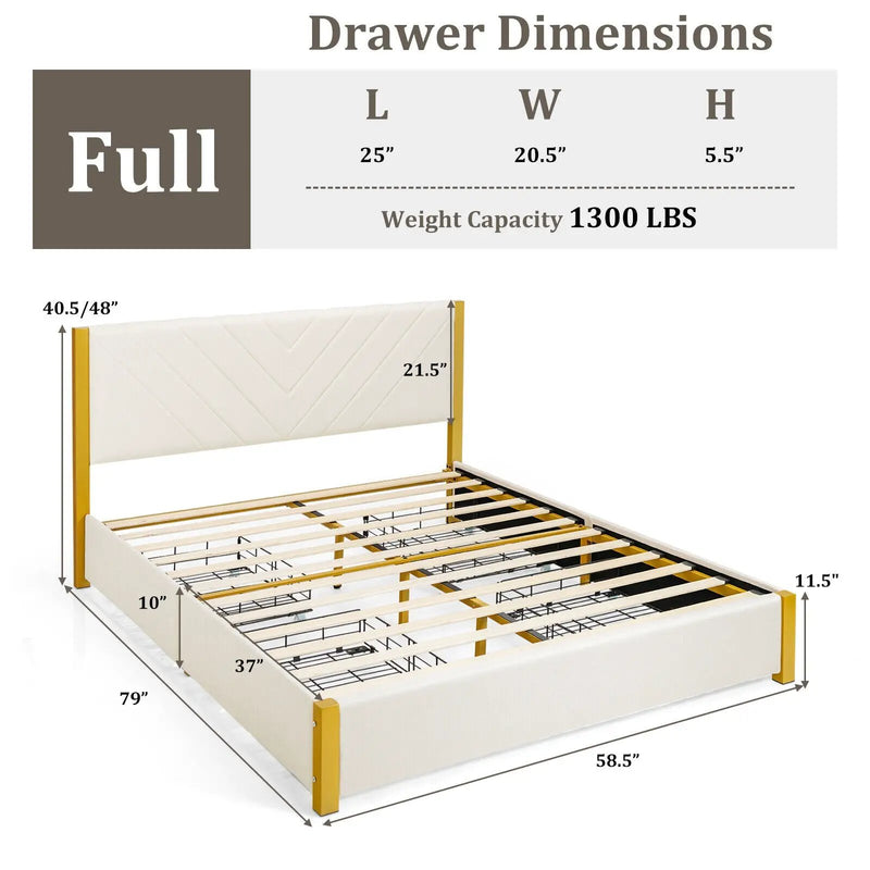 Full Size/Queen Size Upholstered Bed Frame with Adjustable Headboard and 4 Drawers by DirectDeals
