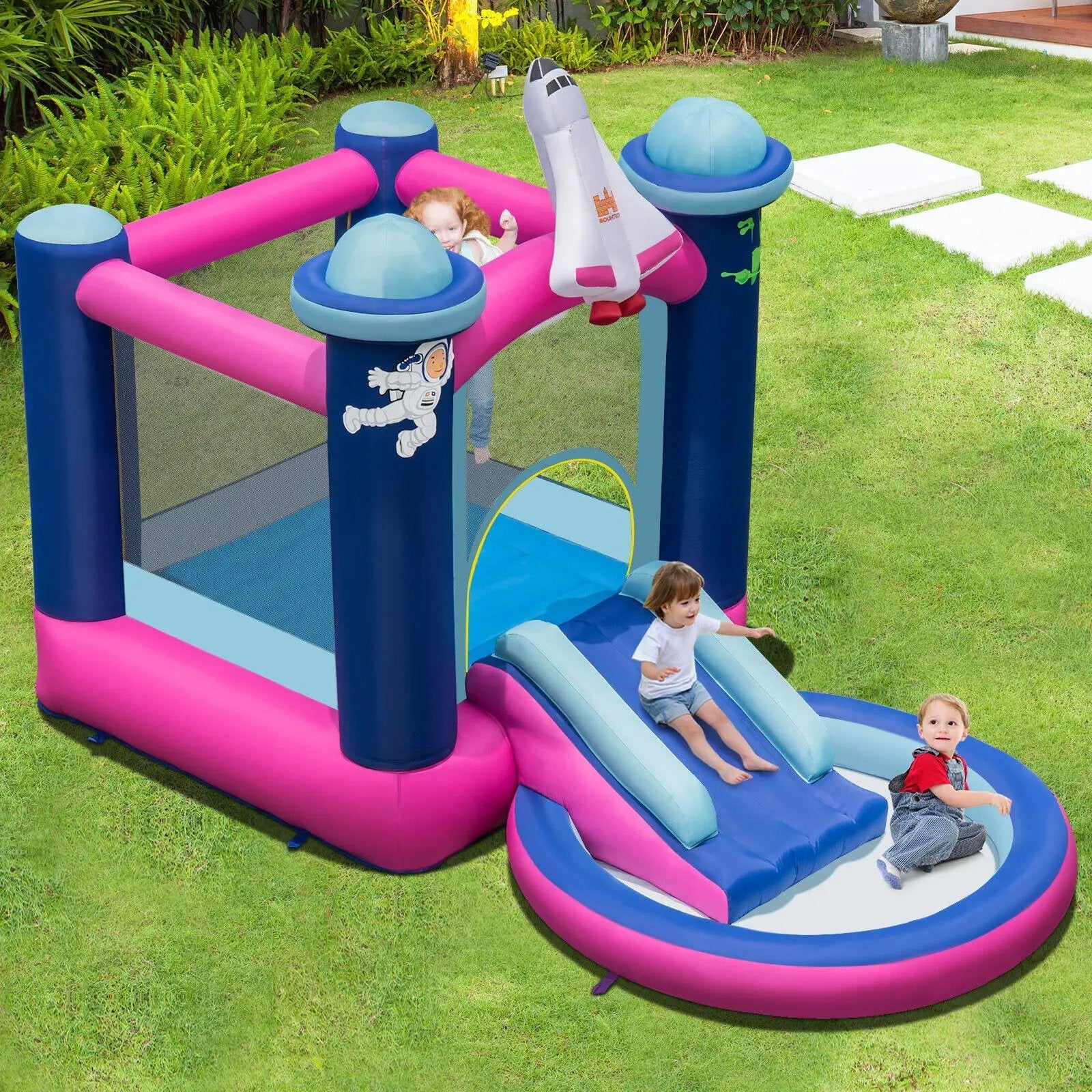 3-in-1 Inflatable Space-themed Bounce House with 480W Blower by DirectDeals