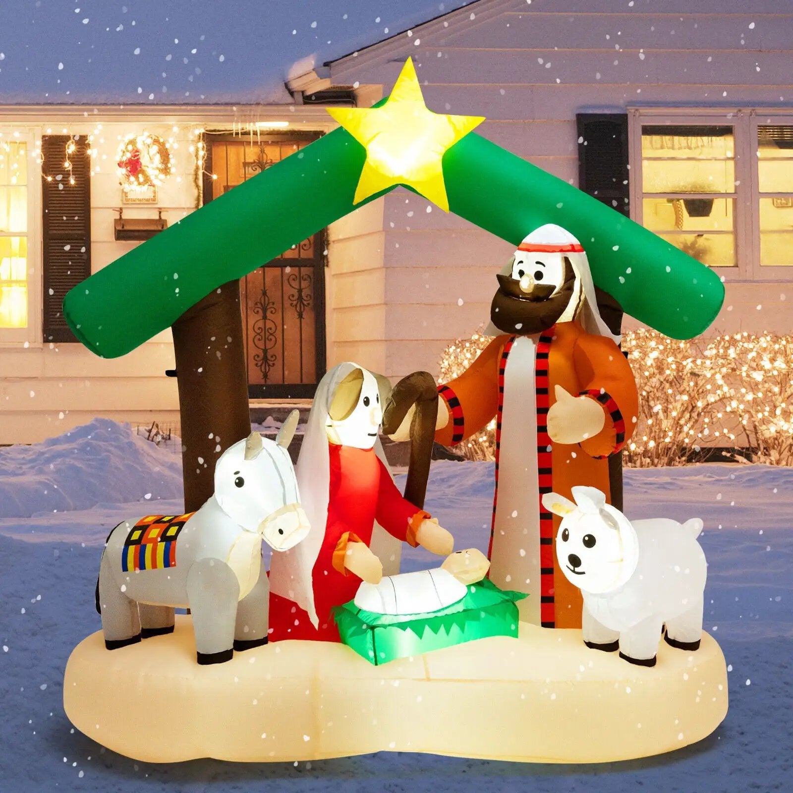 6.7 Feet Christmas Inflatable Nativity Scene with LED Lights by DirectDeals