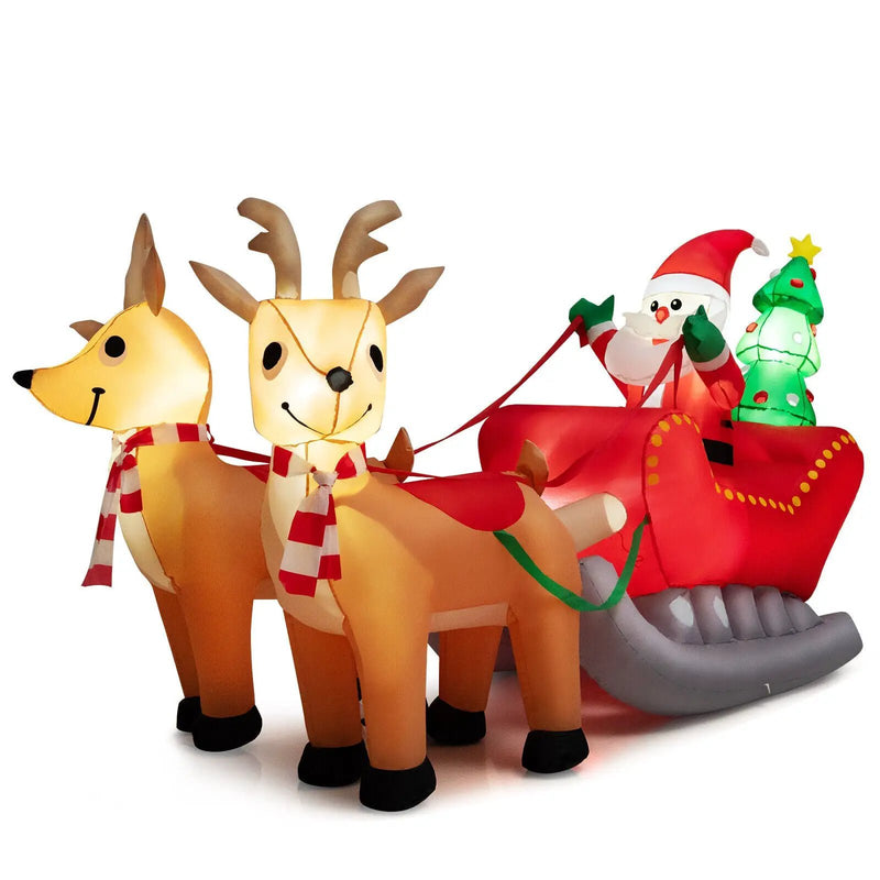 7.2 Feet Long Christmas Inflatable Santa Rides Sled with LED Lights by DirectDeals