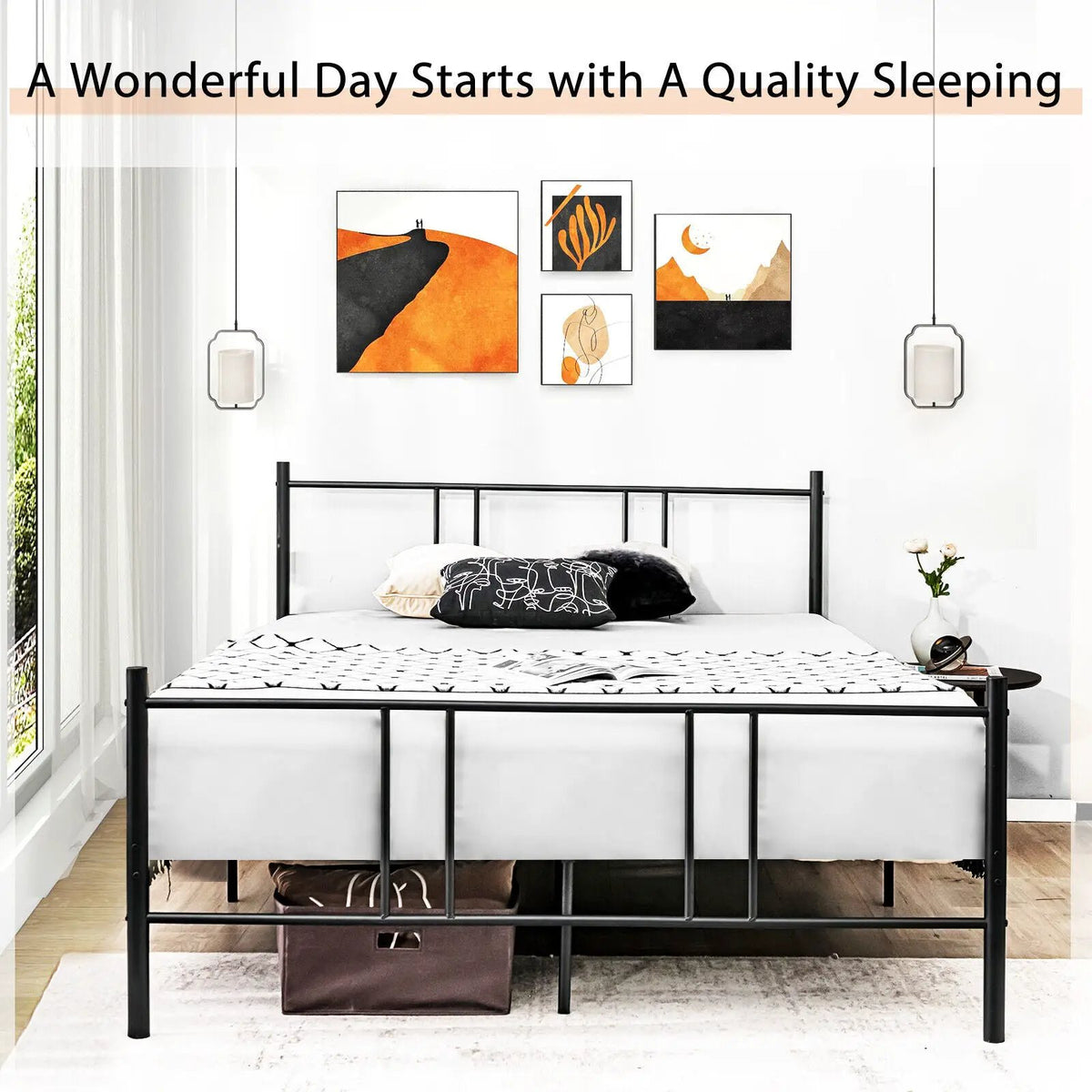 Full/Queen Size Platform Bed Frame with High Headboard by DirectDeals