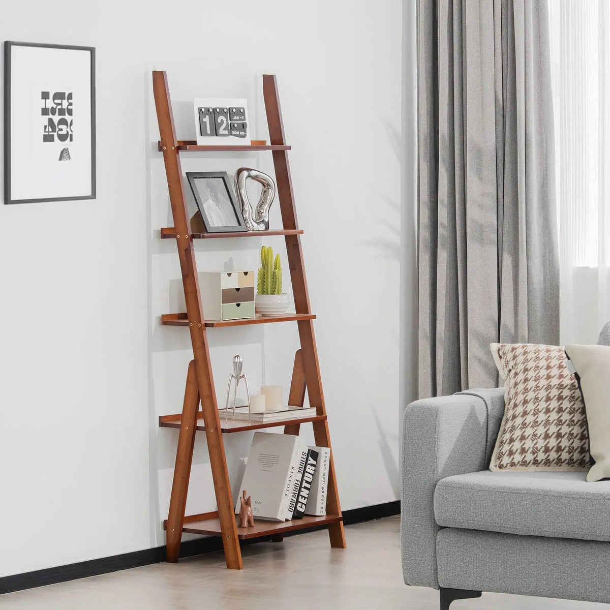 5-Tier Bamboo Ladder Shelf for Home Use by DirectDeals