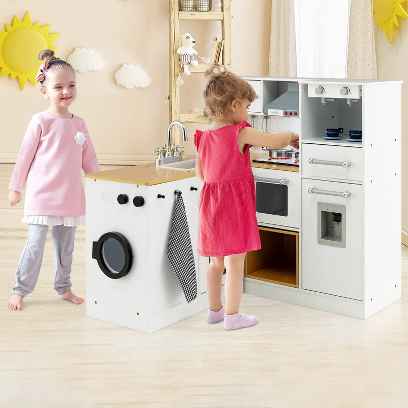 2-Pieces Wooden Kids Kitchen Playset with Light and Sound by DirectDeals