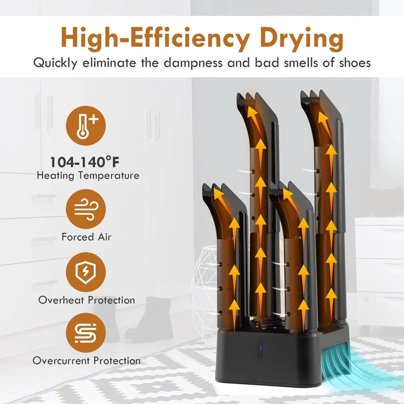 Prevent Odor Mold & Bacteria 4 Shoe Electric Dryer with Timer by DirectDeals