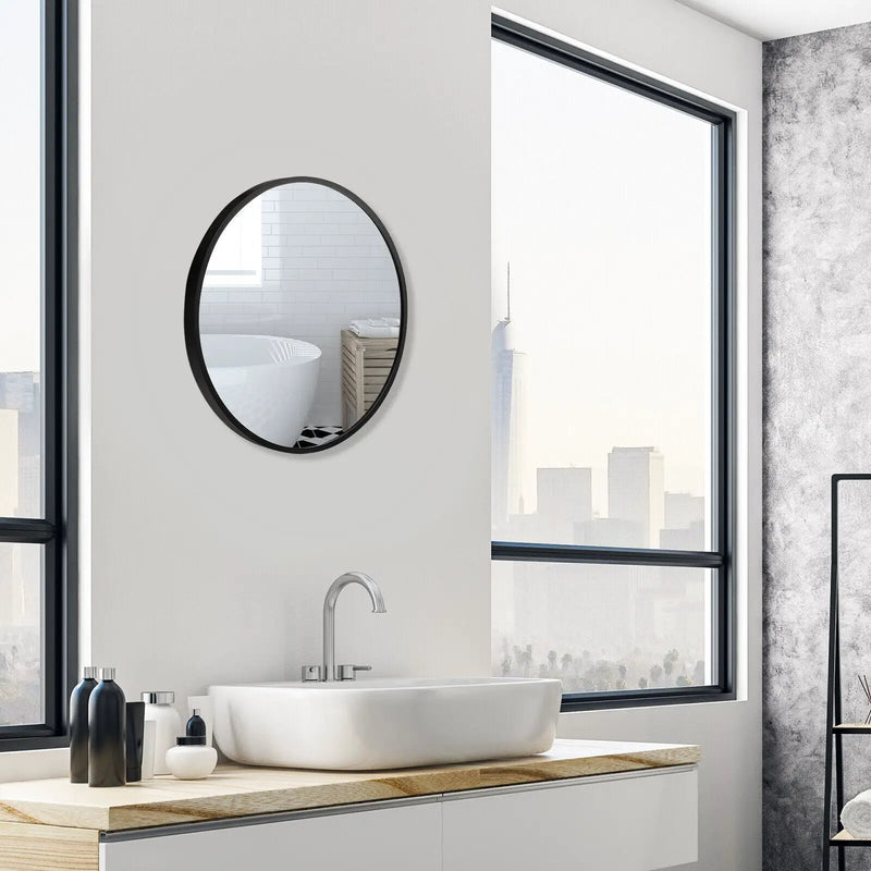 16-inch Round Wall Mirror with Aluminum Alloy Frame by DirectDeals