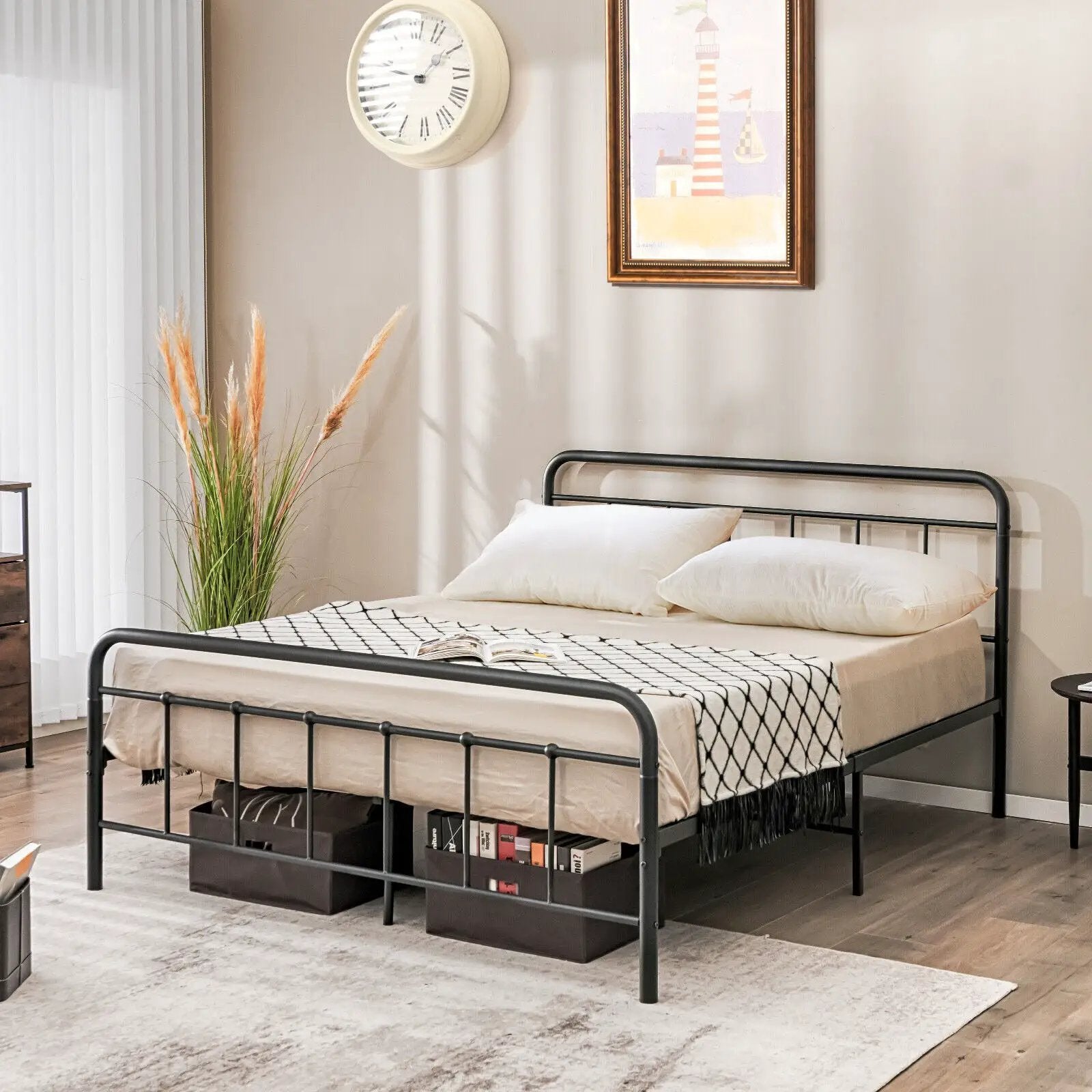 Heavy Duty Metal Platform Bed Frame with Headboard by DirectDeals