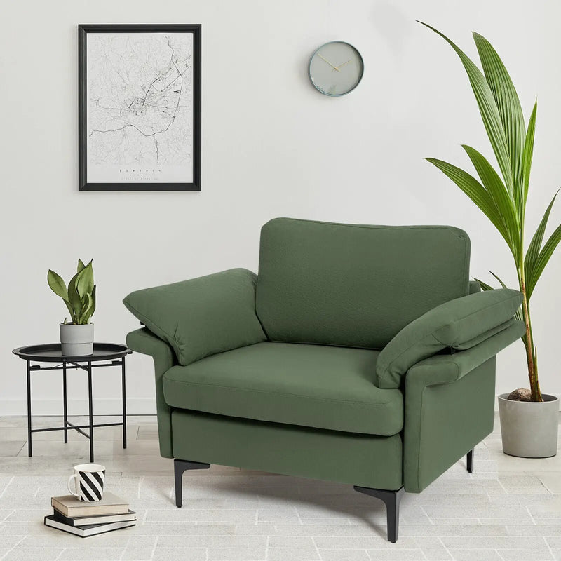 Modern Fabric Accent Armchair with Original Distributed Spring and Armrest Cushions by DirectDeals