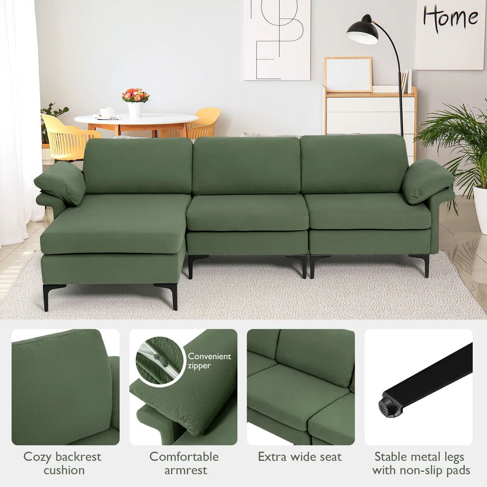 Extra Large Modular L-shaped Sectional Sofa with Reversible Chaise for 4-5 People by DirectDeals