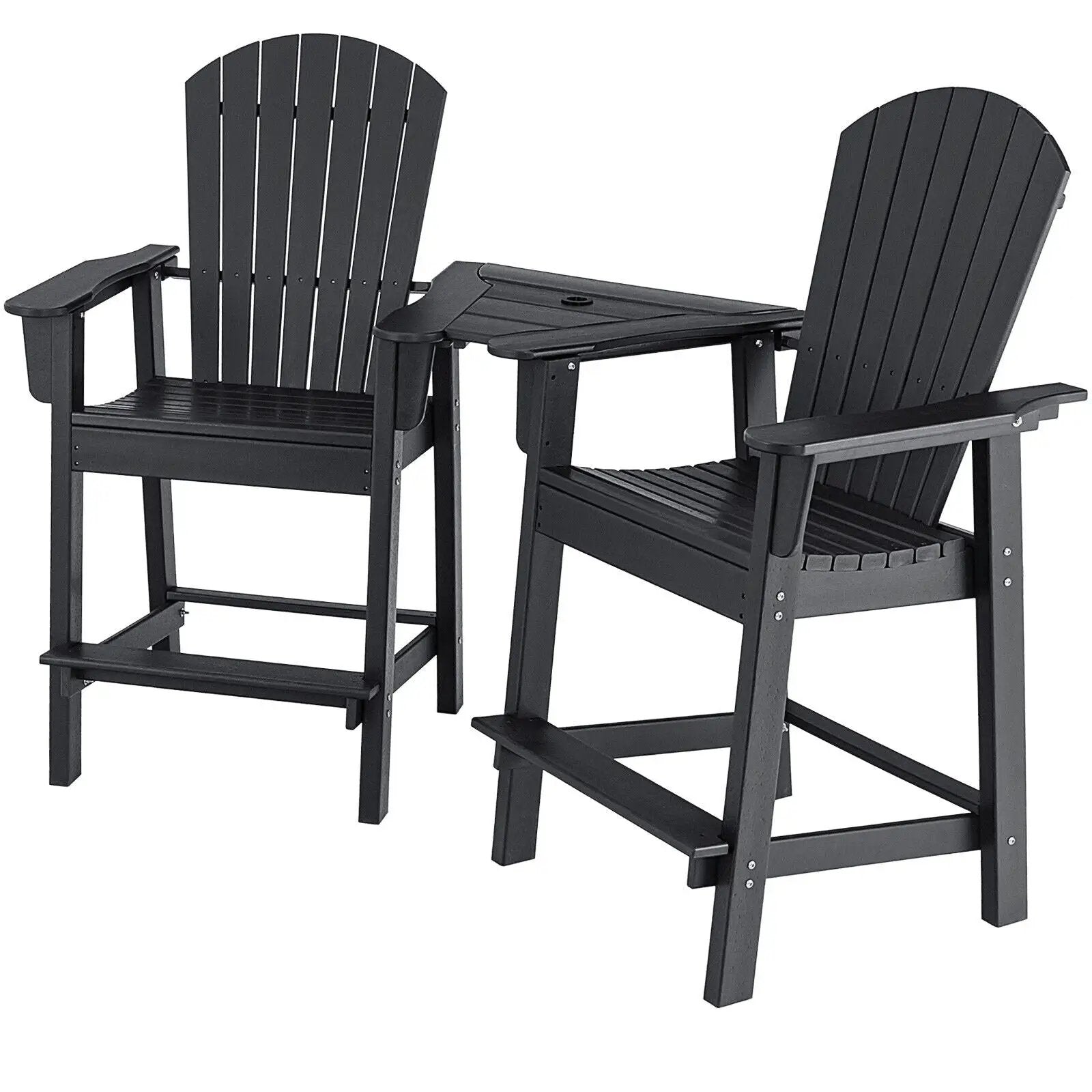 2 Pieces HDPE Tall Adirondack Chair with Middle Connecting Tray by DirectDeals