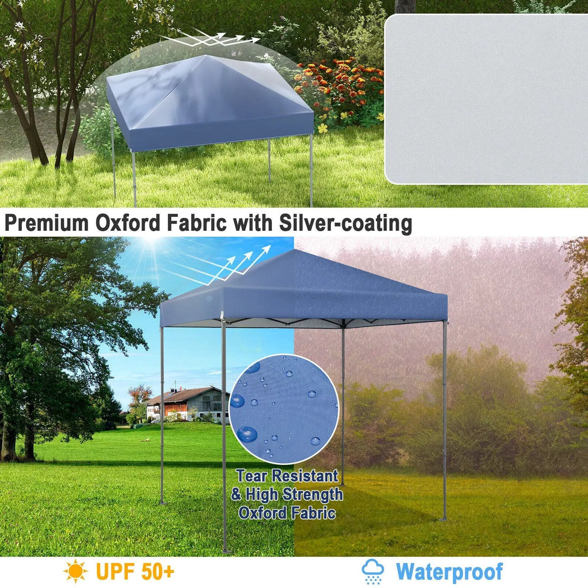 6.6 x 6.6 Feet Outdoor Pop-up Canopy Tent with UPF 50+ Sun Protection by DirectDeals