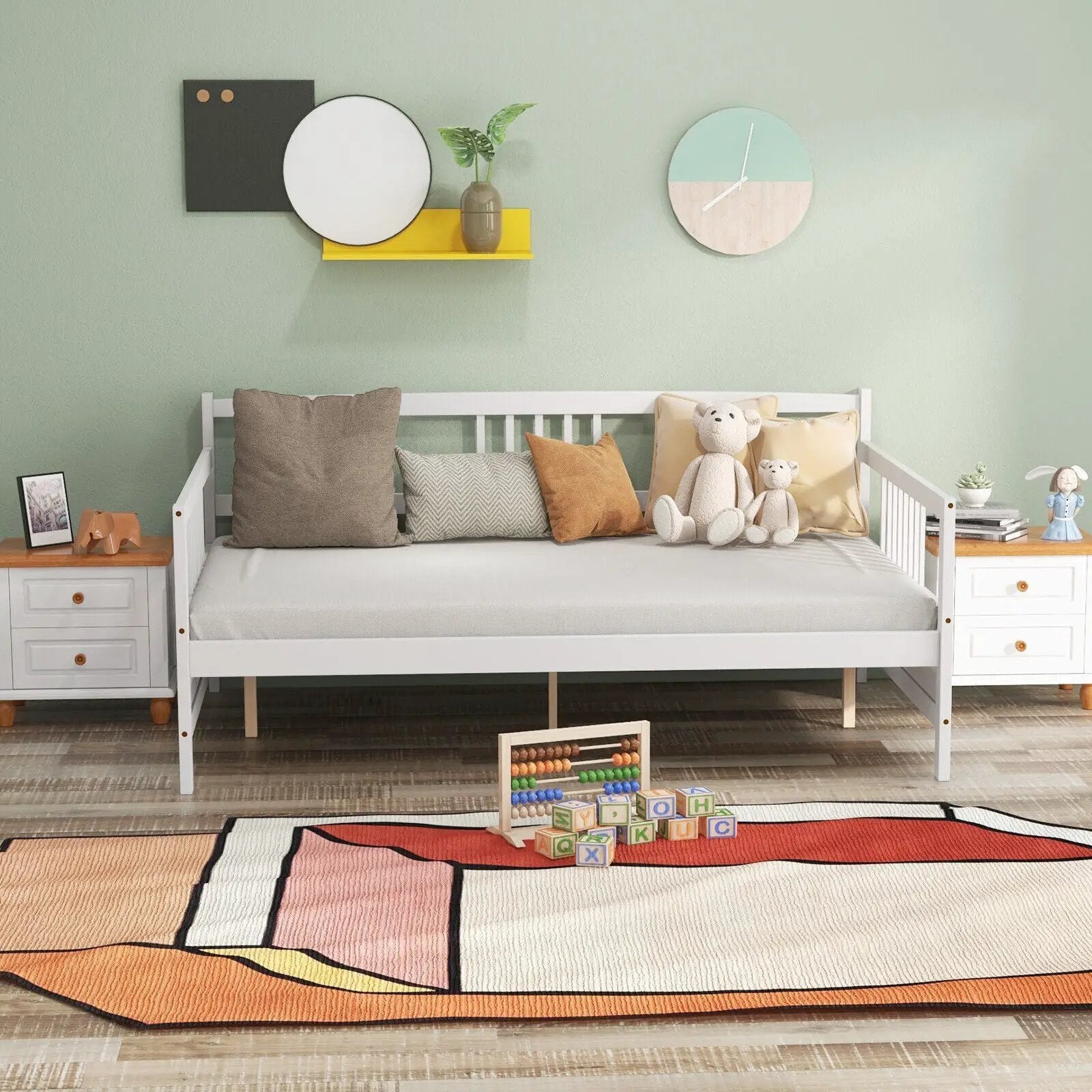 Classic Wooden Full Size Daybed Frame with Guardrails by DirectDeals