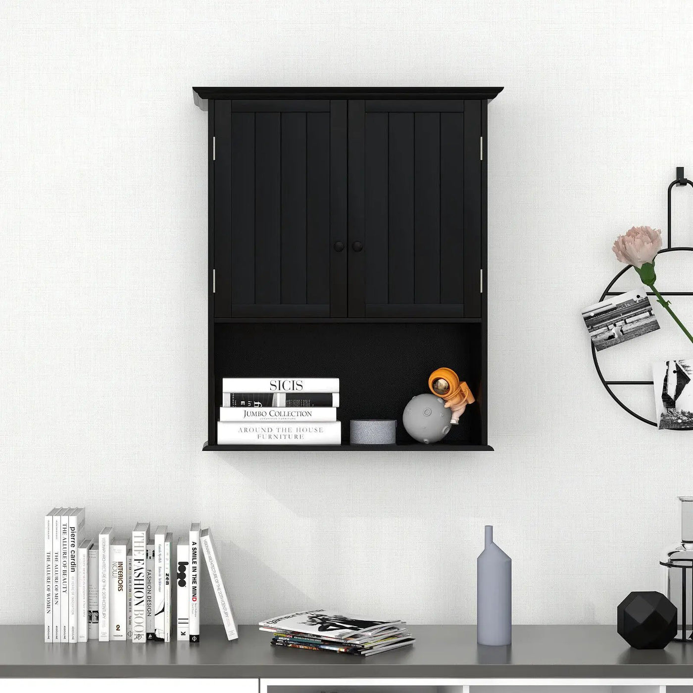 2-Door Wall Mount Bathroom Storage Cabinet with Open Shelf by DirectDeals