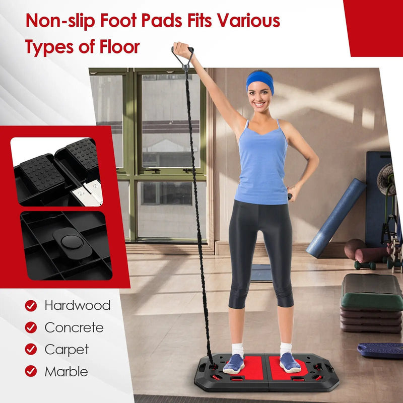 Push up Board Set Folding Push up Stand with Elastic String Pilate Bar Bag-Black by DirectDeals