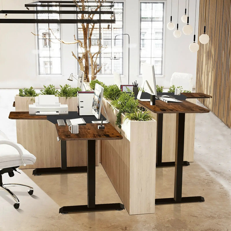 L-shaped Electric Standing Desk with 4 Memory Positions and LCD Display by DirectDeals