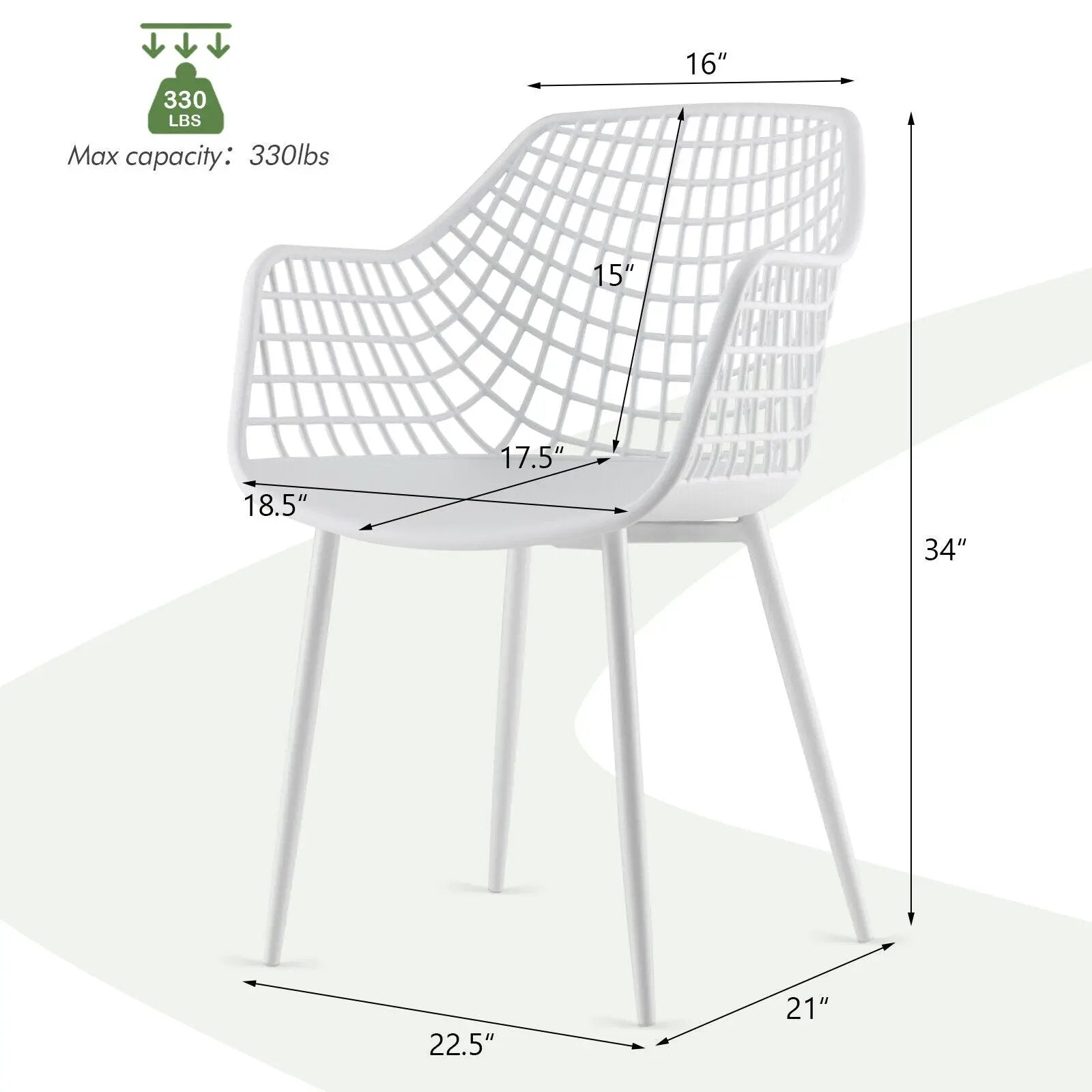 Set of 4 Heavy Duty Modern Dining Chair with Airy Hollow Backrest by DirectDeals