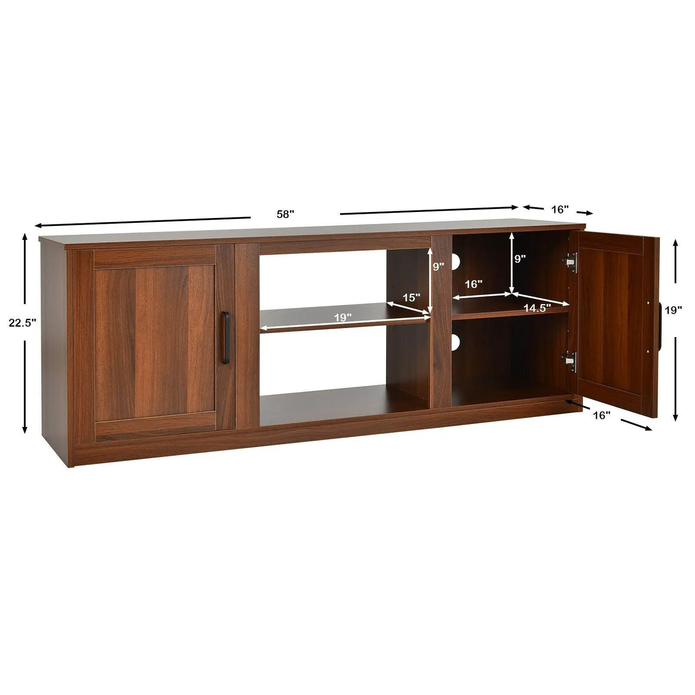 TV Stand with Double Barn Doors for TVs up to 65 Inch by DirectDeals