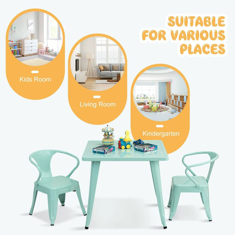 27 Inch Kids Square Steel Table Play Learn Activity Table-Blue by DirectDeals