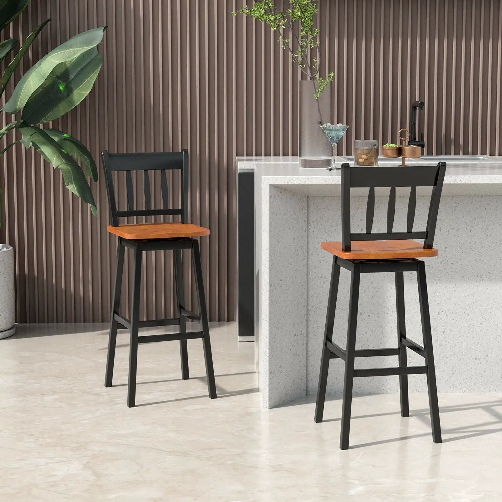 30.5 Inches Set of 2 Swivel Bar Stools with 360¬∞ Swiveling by DirectDeals