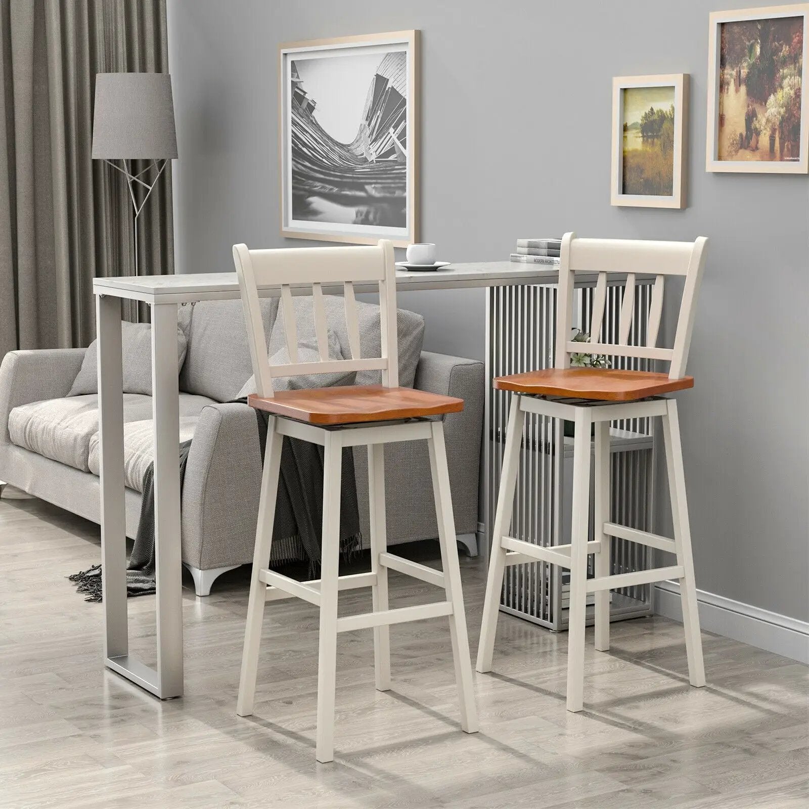 30.5 Inches Set of 2 Swivel Bar Stools with 360¬∞ Swiveling by DirectDeals