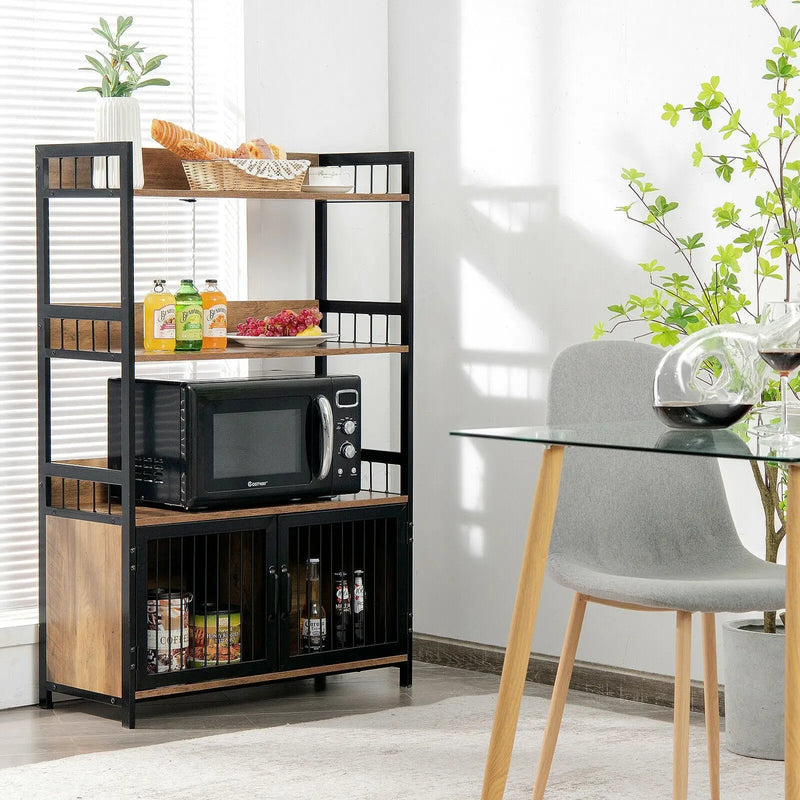 3-Tier Baker's Rack with Storage Cabinet-Rustic Brown by DirectDeals