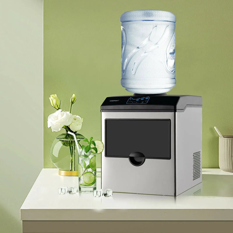 2-in-1 Stainless Steel Countertop Ice Maker with Water Dispenser by DirectDeals