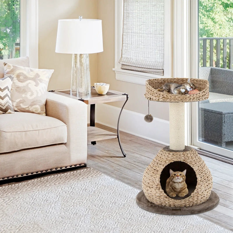 28 Inches Hand-Made Cat Tree Tower with Jump Platform by DirectDeals