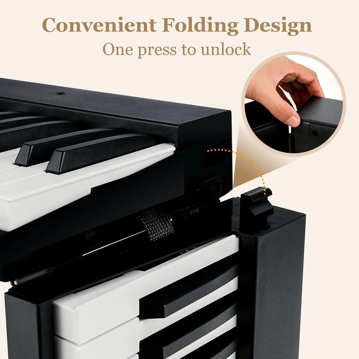88-Key Foldable Digital Piano with MIDI and Wireless BT by DirectDeals