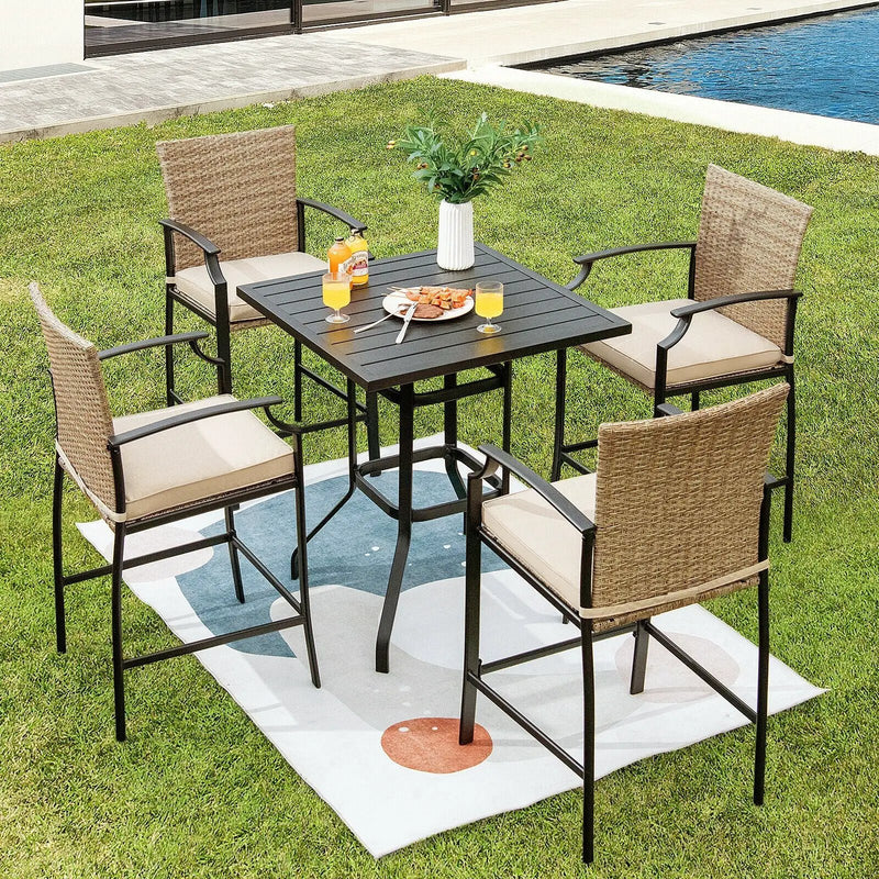 32 Inches Outdoor Steel Square Bar Table with Powder-Coated Tabletop by DirectDeals