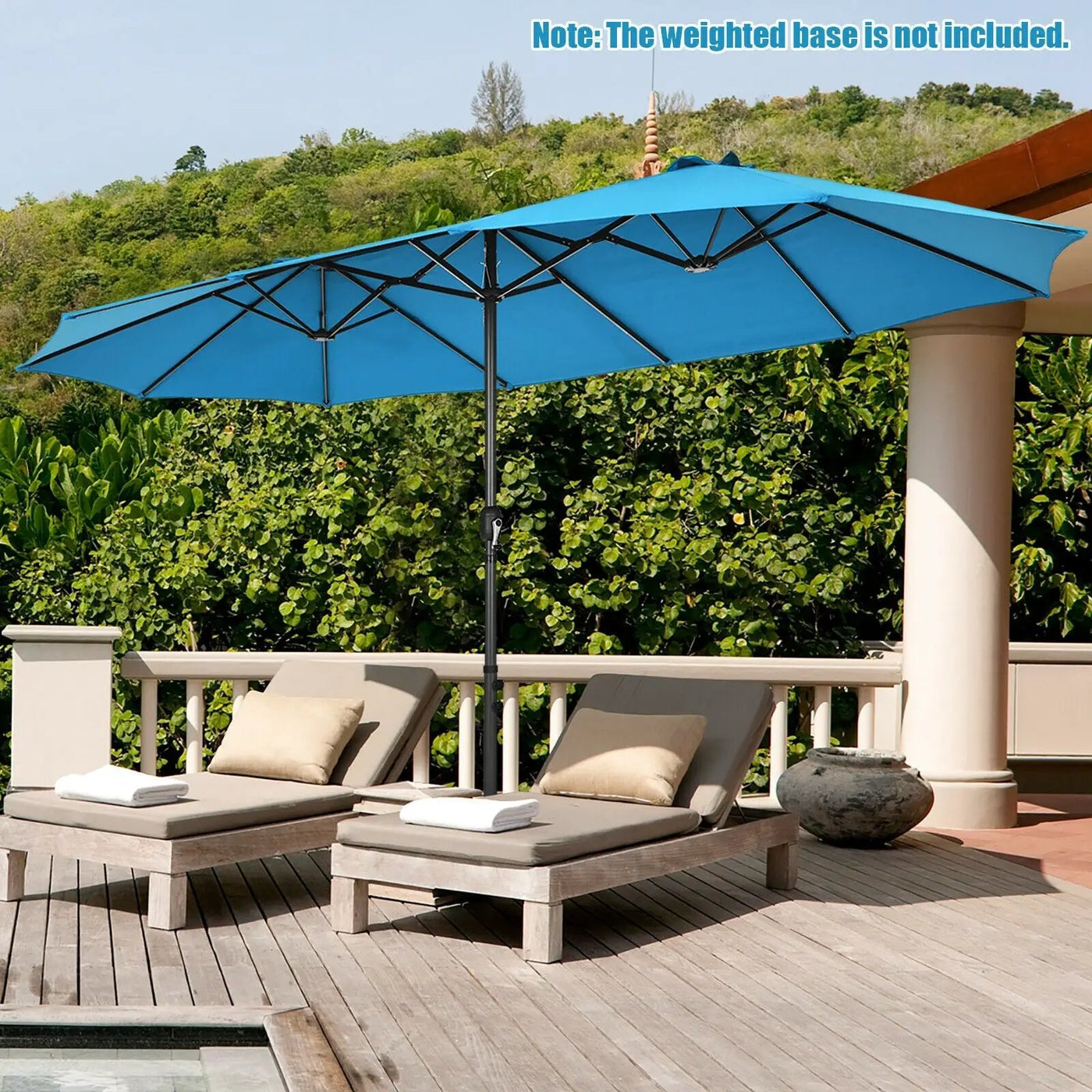 15 Feet Patio Double-Sided Umbrella with Hand-Crank System by DirectDeals