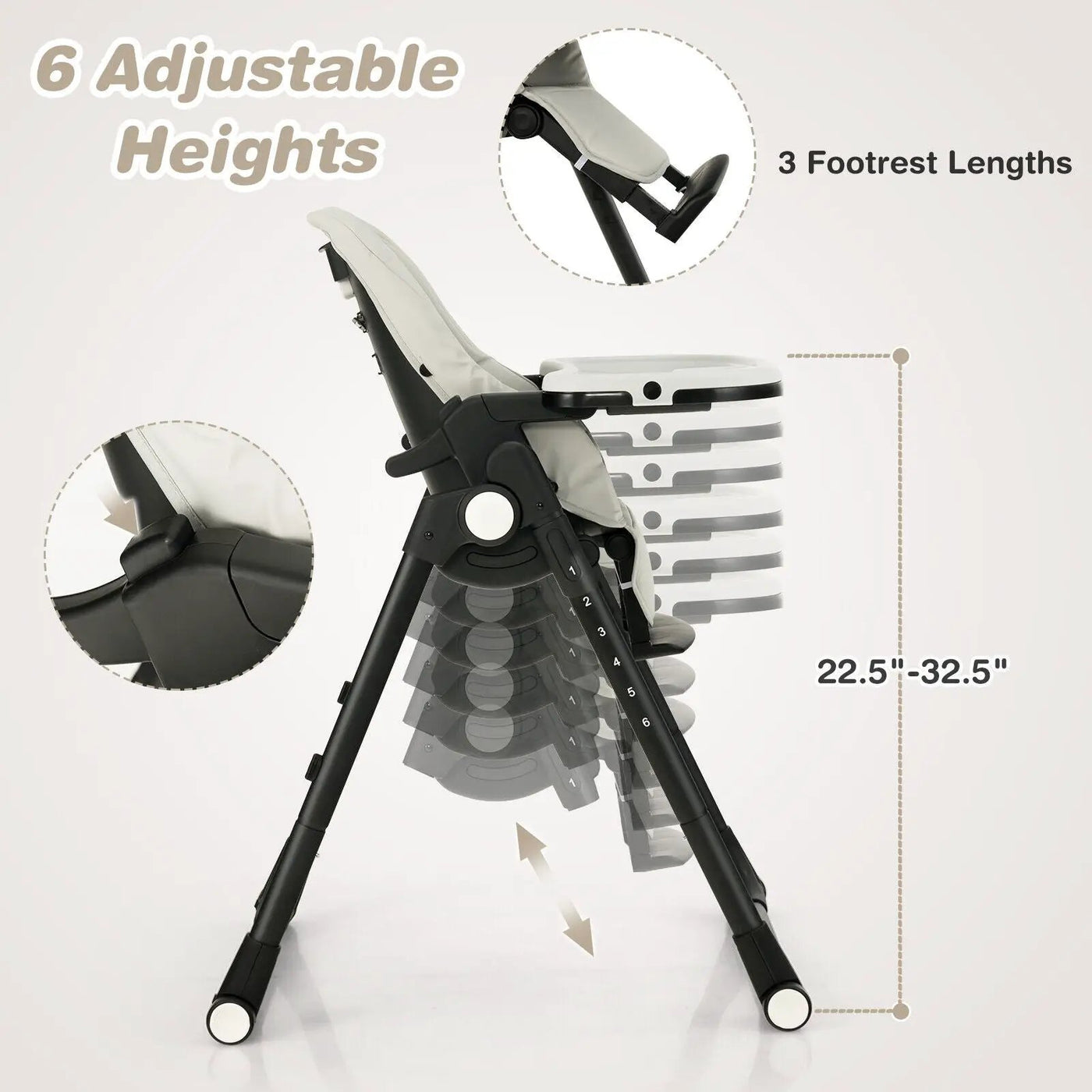 4-in-1 Baby High Chair with 6 Adjustable Heights by DirectDeals