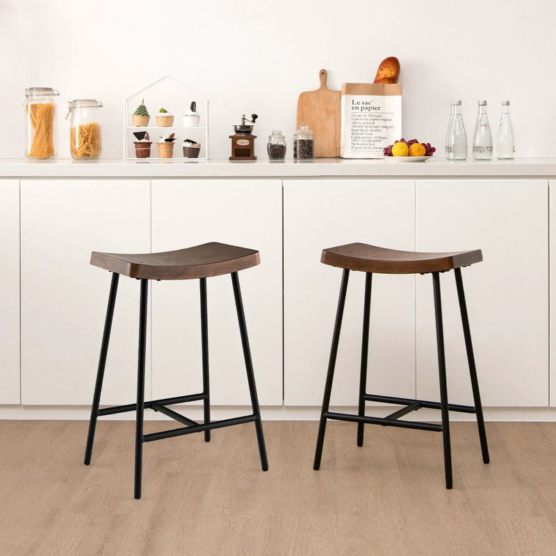 Industrial Saddle Stool with Metal Legs and Adjustable Foot Pads by DirectDeals