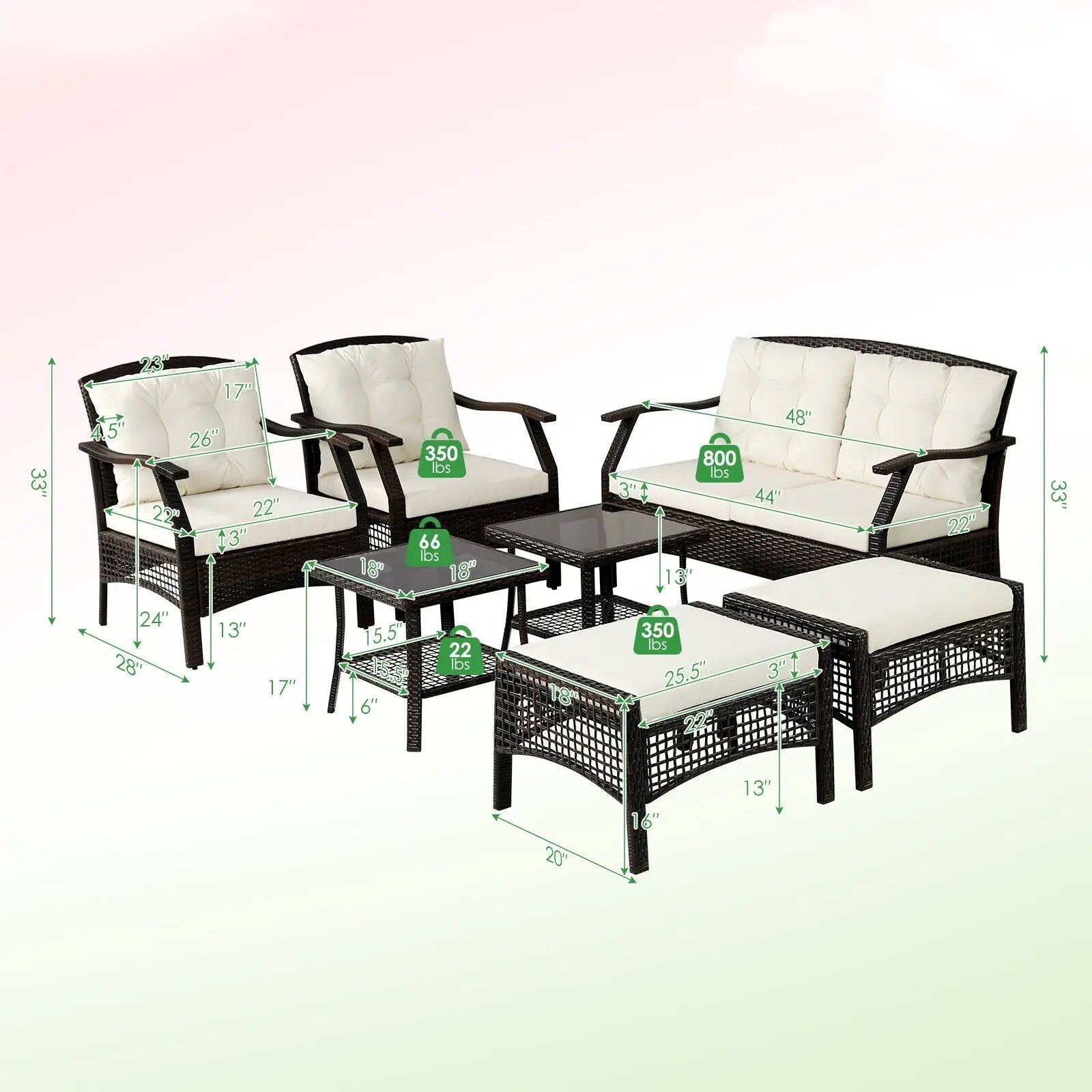 7 Pieces Outdoor Patio Furniture Set with Waterproof Cover by DirectDeals