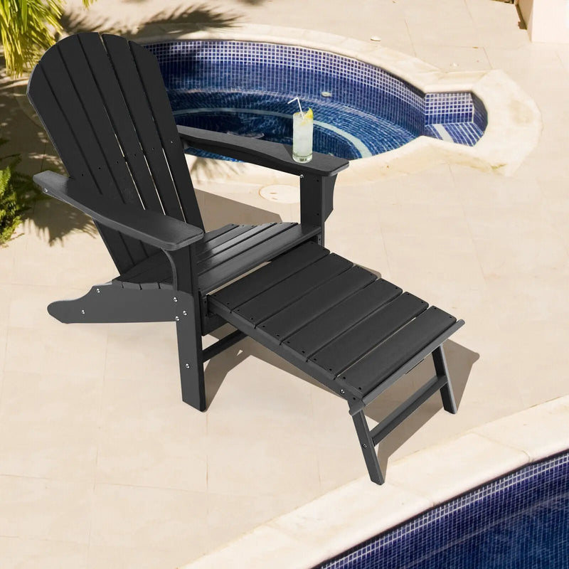 Patio HDPE Adirondack Chair with Retractable Ottoman by DirectDeals