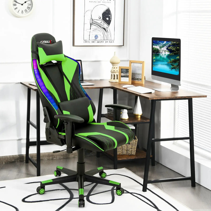 Gaming Chair Adjustable Swivel Computer Chair with Dynamic LED Lights by DirectDeals