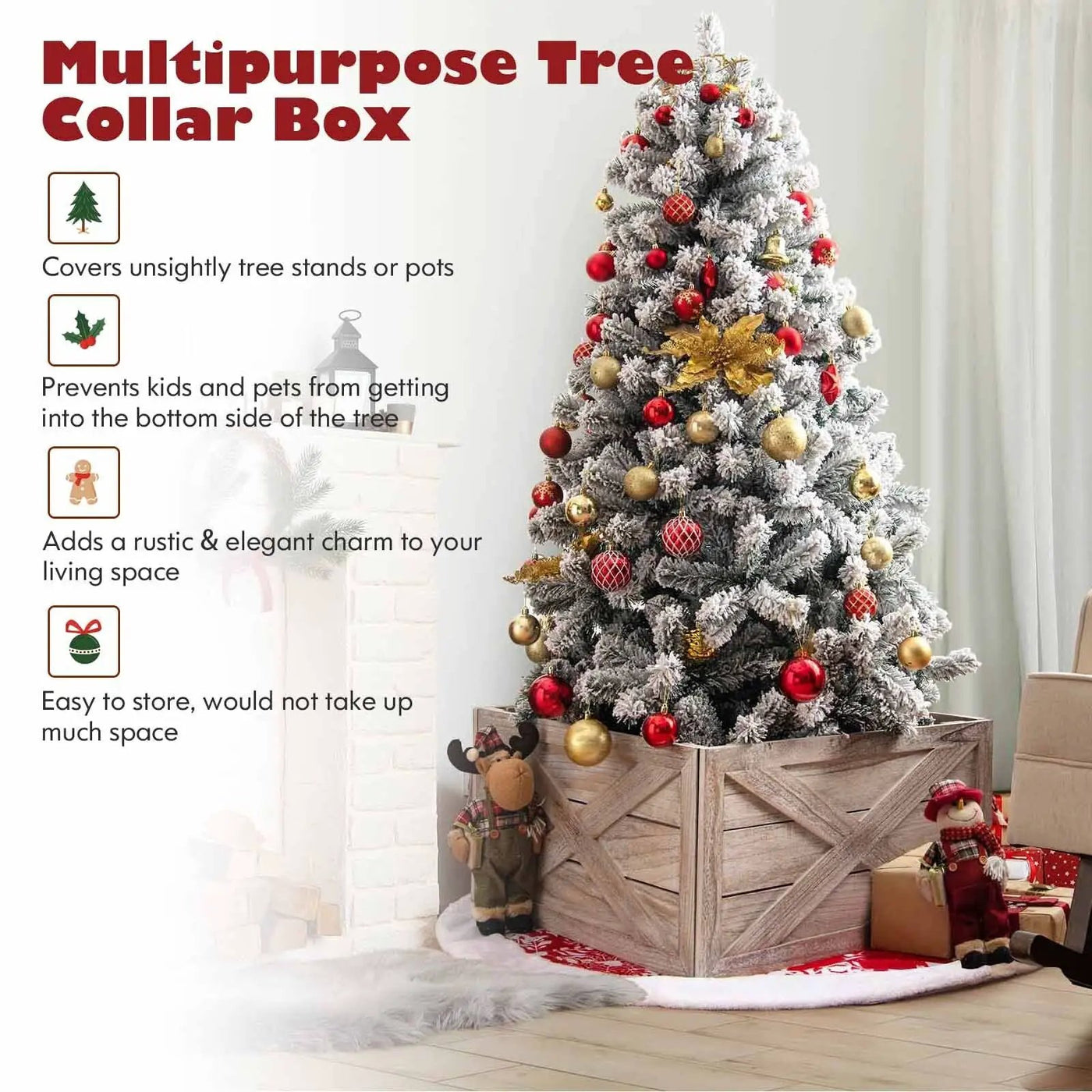 28.5 Inch Wooden Tree Collar Box for Indoor/Outdoor Use by DirectDeals