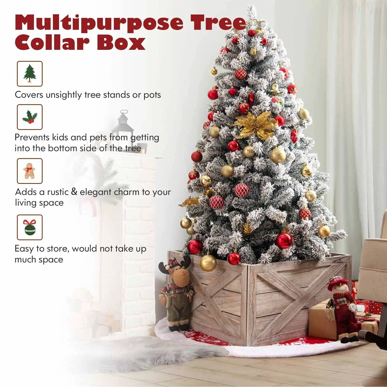 28.5 Inch Wooden Tree Collar Box for Indoor/Outdoor Use by DirectDeals
