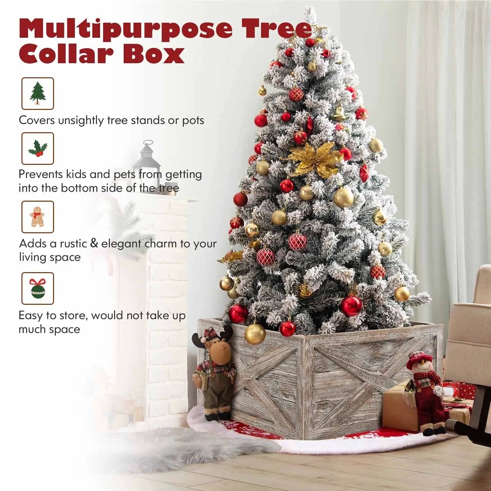 28.5 Inch Wooden Tree Collar Box for Indoor/Outdoor Use by DirectDeals