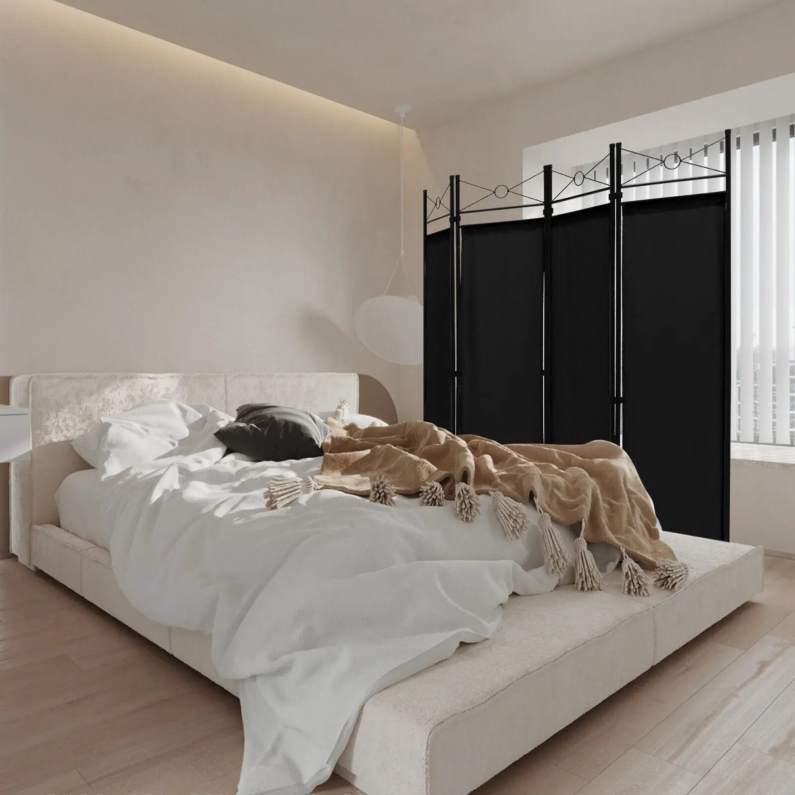 6 Feet 4-Panel Folding Freestanding Room Divider by DirectDeals