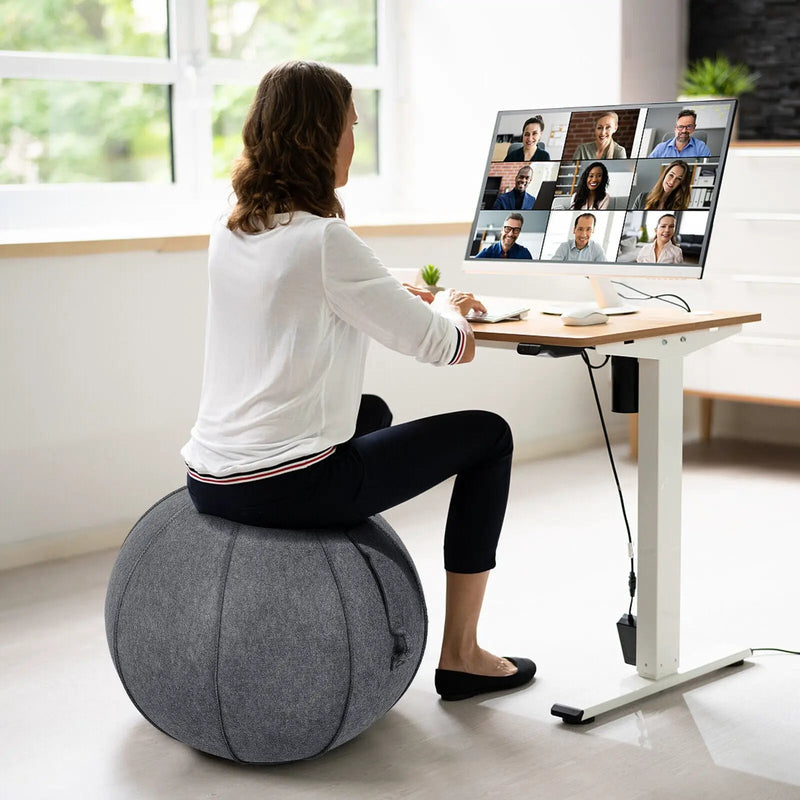 Yoga Sitting Ball with Felt Cover and Air Pump by DirectDeals