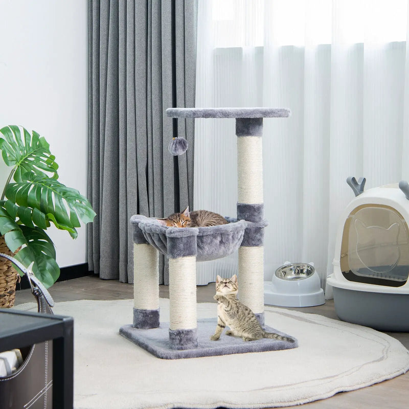 Multi-level Cat Tree with Scratching Posts and Cat Hammock by DirectDeals