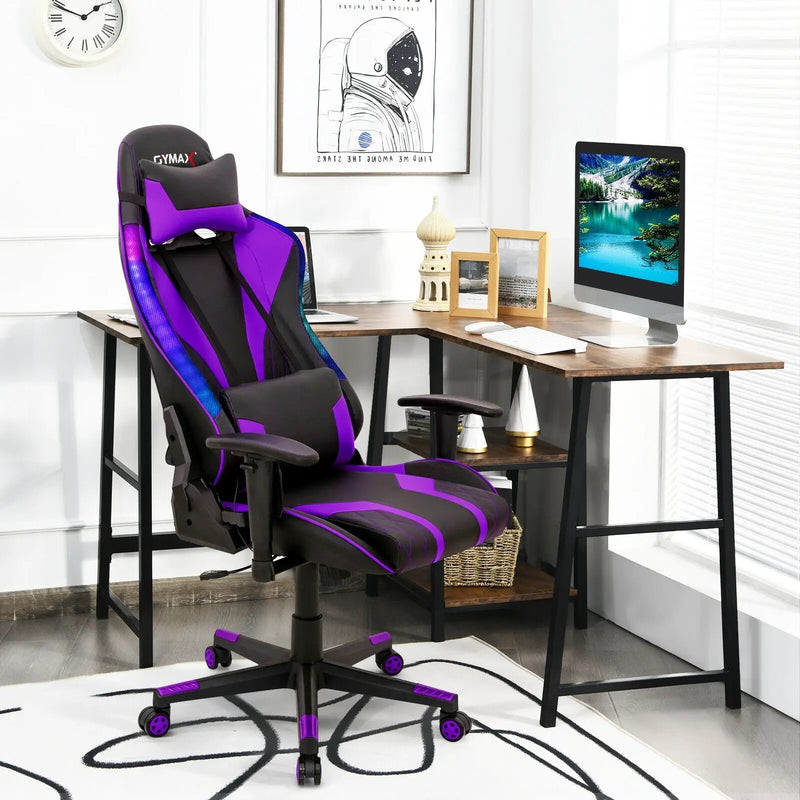 Gaming Chair Adjustable Swivel Computer Chair with Dynamic LED Lights by DirectDeals